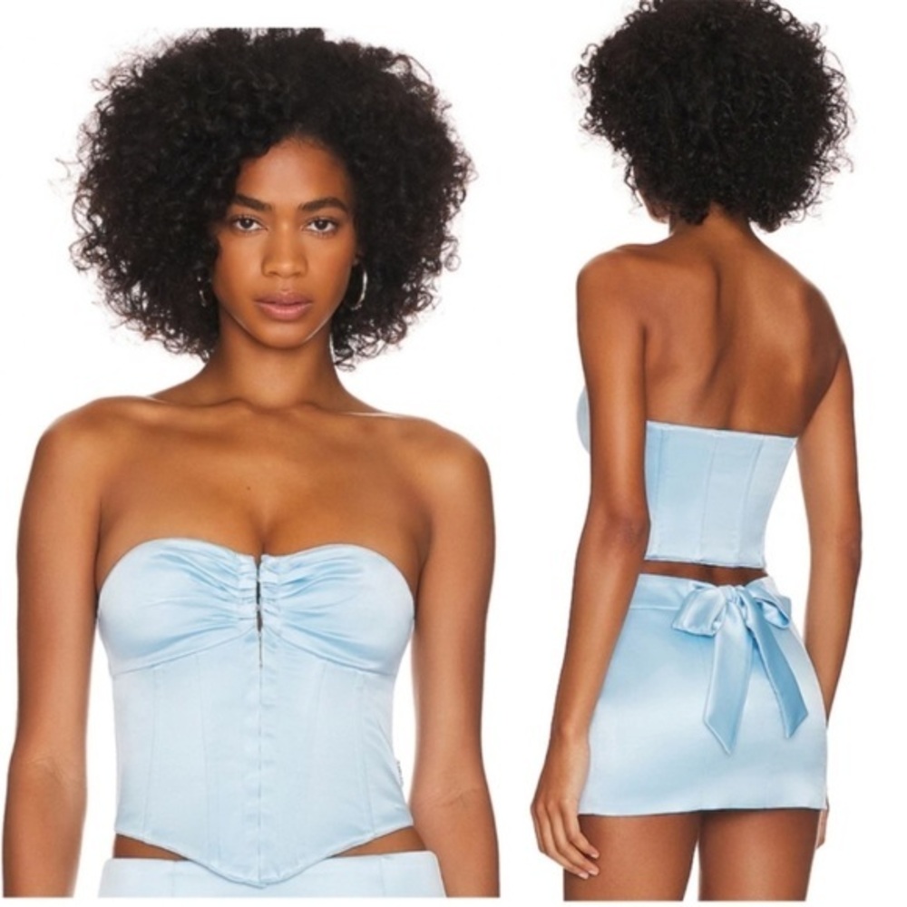 Loba Blanco Corset Women's XL Powder Blue Crop Top Coquette Femenine